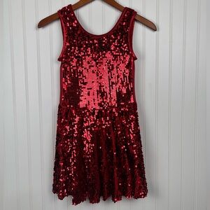 Weissman Girl’s Large Red Sleeveless Sequins Dance Tap Irish Costume Stretch